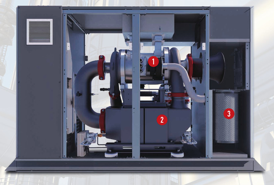 Compressor de ar de parafuso rotativo Atlas com injecção de óleo e tecnologia de rolamento magnético