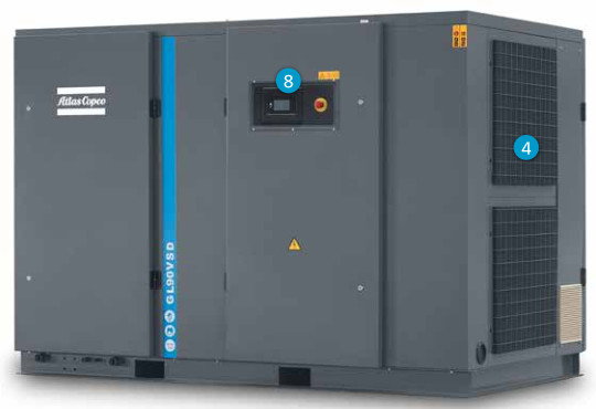 Aumente a sua eficiência com o nosso compressor de ar de parafuso rotativo GL90VSD com injecção de óleo avançada