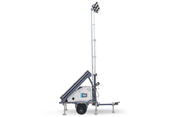 Nível de resistência ao vento 110 Km/h Light Tower Elétrico HiLight MS4 com 3 X 150 Iluminação e 3846 M2 de Cobertura