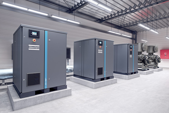 Compressor de ar de parafuso Atlas de baixa pressão sem óleo ZE ZA VSD Certificado EMC