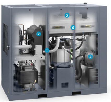 Compressor de ar de parafuso Atlas de 110 kW VSD Plus GA110VSD+ Material de liga de alumínio