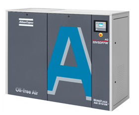 Compressor de ar de parafuso Atlas livre de óleo 15kw AQ 15 VSD Injecção de água