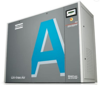 Compressor de ar de parafuso Atlas livre de óleo de 55 kW Aqua injetada AQ 55 VSD