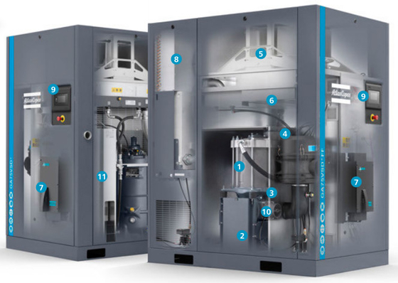GA 75L VSD+ Atlas Compressor de ar de parafuso 75kw Óleo injetado